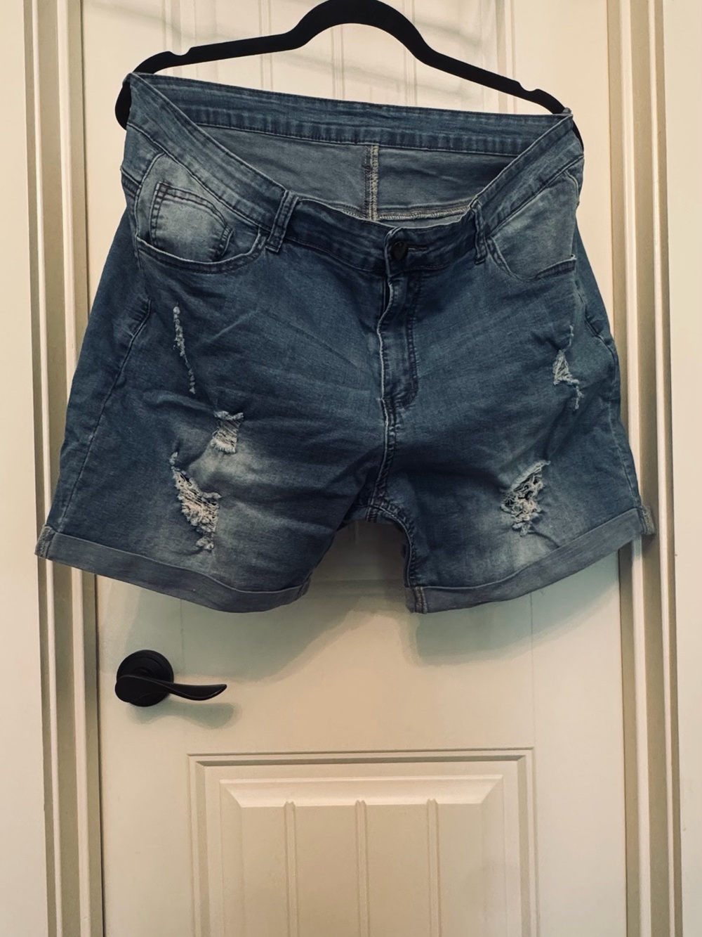 Women’s Distressed Blue Denim Jean Shorts